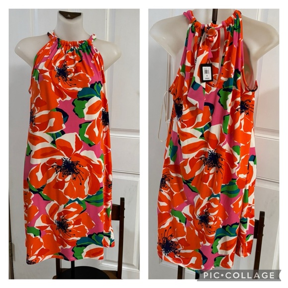 Trina Turk | Dresses | Nwt Med Trina Turk Juju Orange Pink Green Floral ...